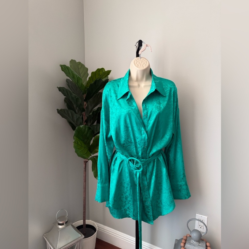12th Tribe Vibrant Green Button Down Shirt